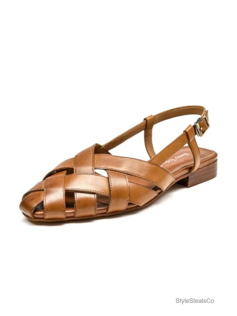 Woven Slingback Sandals, Closed Toe Cowhide Leather Fisherman Sandals with